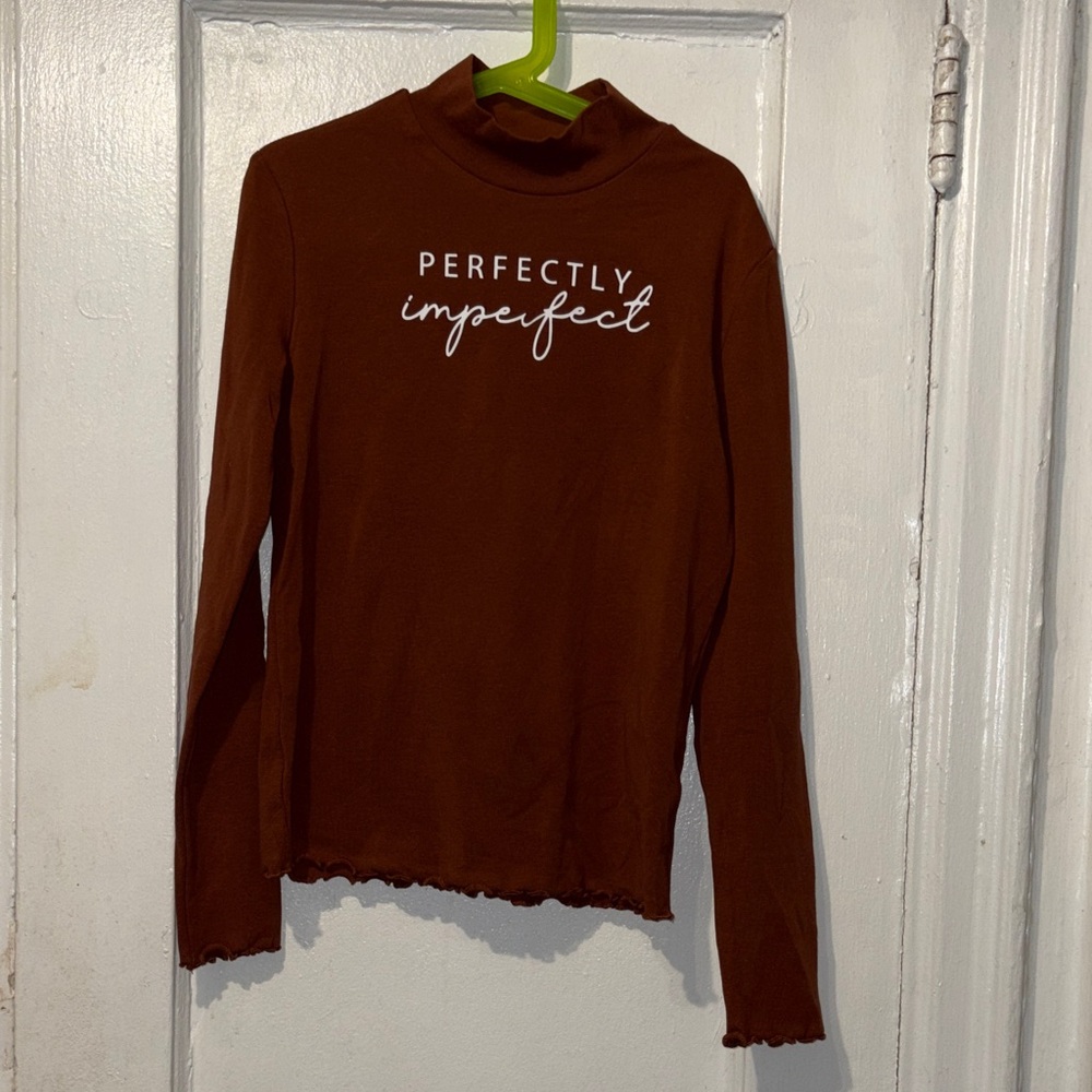 SHEIN Brown 'Perfectly Imperfect' Long Sleeve Tee